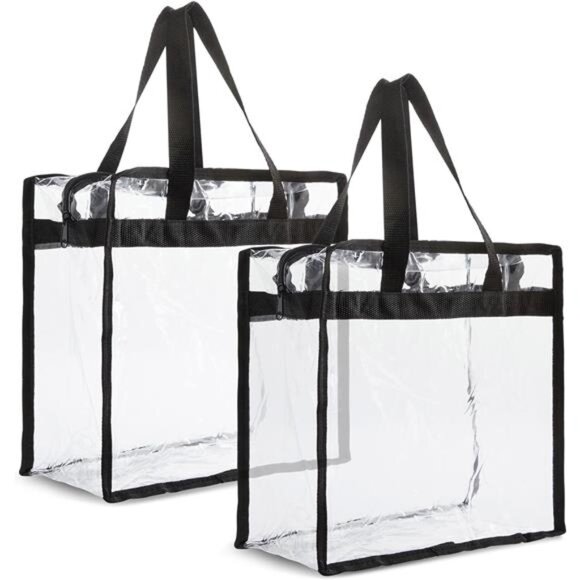 Clear Stadium Approved Bags - 12x6x12 Large Transparent Tote Bags with Zippers - Picture 1 of 7